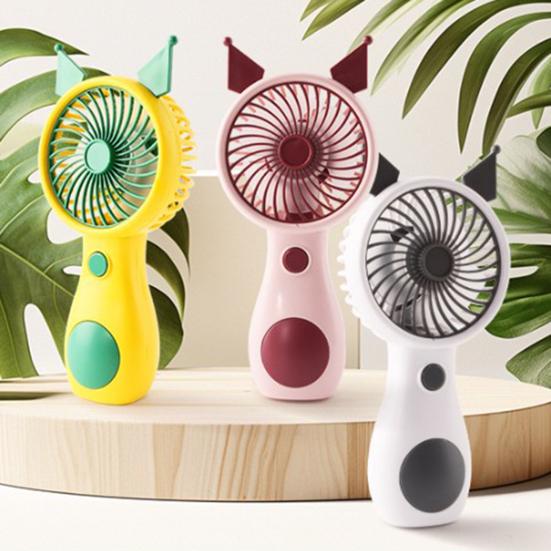 Tragbarer Mini-Ventilator im Cartoon-Katzenohren-Design, 5 mm Sicherheitsgitter-Turbinenflügel, 5 Geschwindigkeitsstufen, Schnellladefunktion