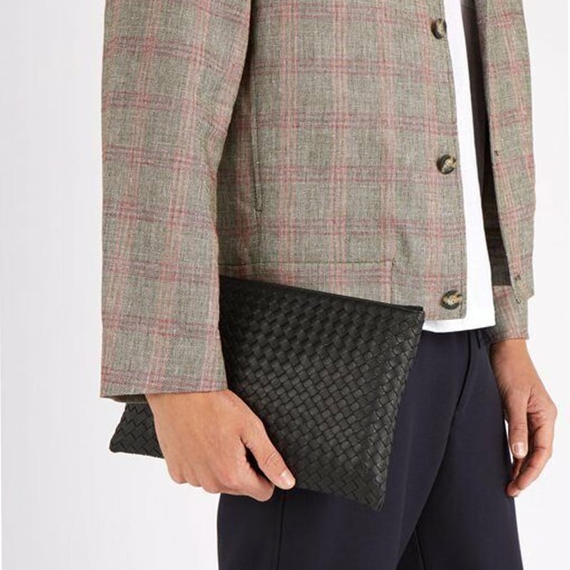 Bottega Veneta Sheepskin Envelope Bag, Clutch Large Men's Black 522430V001N1000