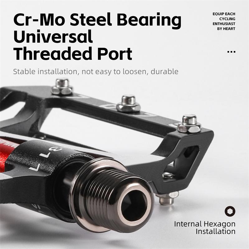 WEST BIKING Ultralight Bicycle Pedal CR-MO Axle 3 Bearings Bike Pedal Anti Slip Racing Pedal MTB Gravel Road Bike Accessories