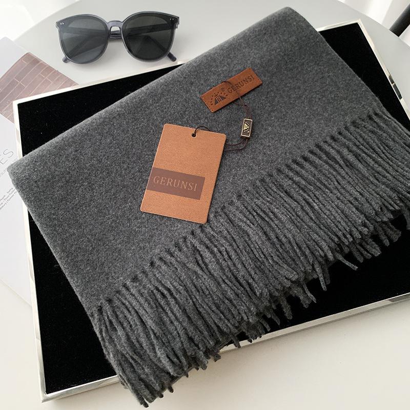 Scarf dual-purpose women's autumn and winter high-end imitation cashmere shawl with a classic solid color warm scarf