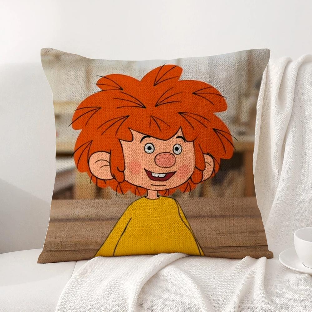 MMeister EEder und Sein PPumuckl Cushion Cover Natural Linen Organic Fabric DoubleSided Printing Sofa Home Decor Bed Pillow