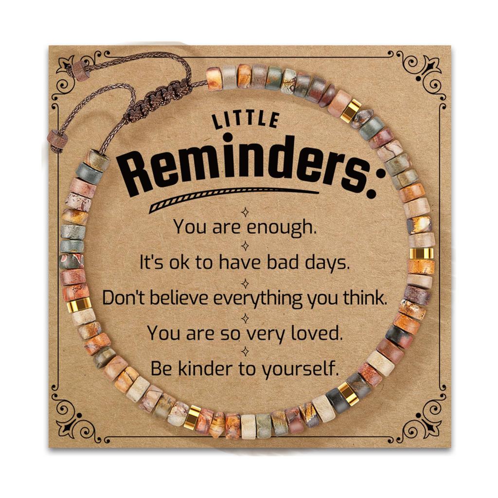 Adjustable Handmade Stone Bracelet Decoration for All Ages Featuring A Blessing Card and Multiple Color Addition