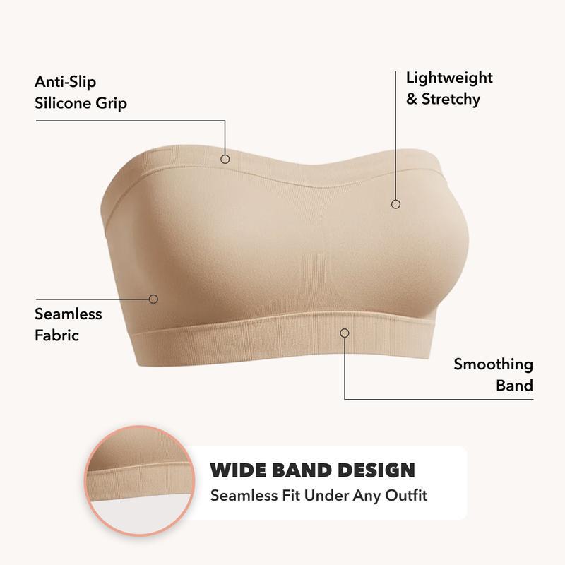 European and American large-size bra anti-skid design, silicone anti-skid strip, removable shoulder strap tube top without steel ring