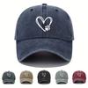 Washed Retro Baseball Cap Women'S Versatile Casual Love Pattern Peaked Cap Fashion Outdoor Sun Hat Men
