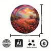 Vibrant Poppy Field Metal Print, Rainbow Aluminum Wall Art, Colorful Durable Home Office Decor