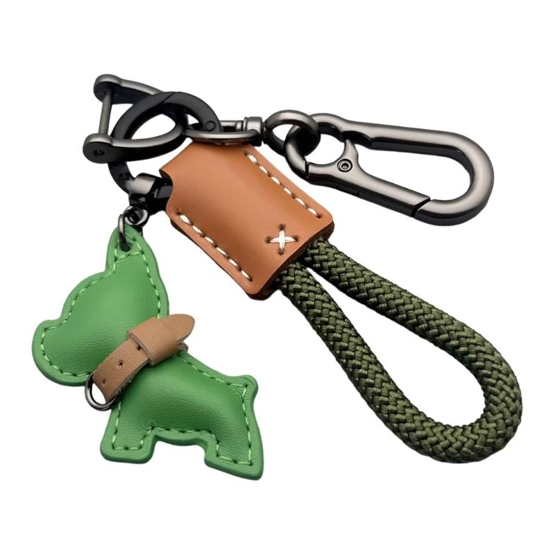 Stylish French Dog PU Leather Key Rings Secure Antislip Design Comfortable Grip For Office Travel Outdoor Use