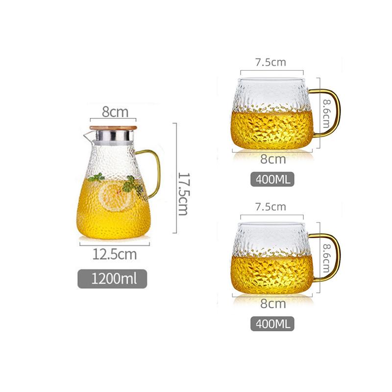 Water Jug Glass Water Pitcher Set Home Heat-Resistant Teapot Tea Cup Set Cold Kettle Water Jug With Handle for Boiling Drinkware