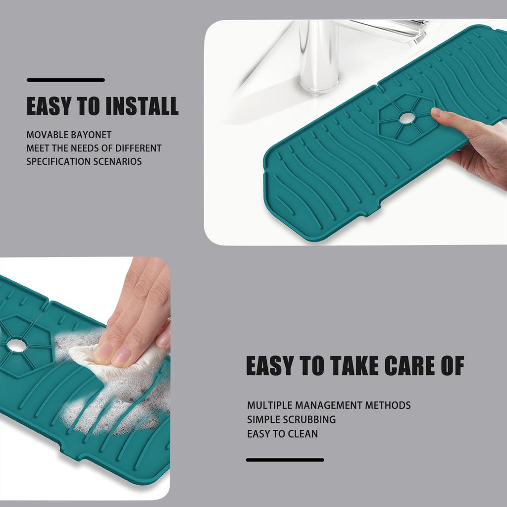 Silicone Faucet Mat Kitchen Sink  Guard Bathroom Water Catcher Mat Rubber Drying Pad