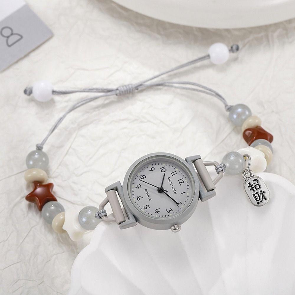 Fashion Sweet Bracelet Watch Adjustable Dopamine Star Chain Watch Pendant Beaded Quartz Watch for Women Girls