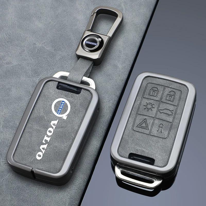 Zinc Alloy Leather Car Key Remote Cover Full Case For Volvo S60 S80 V60 XC60 XC70 S60L V40 XC90 Keychain Bag Shell Accessories KC8