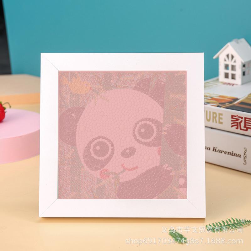New Diy Diamond Painting Solid Wood Photo Frame Boxed Diamond Sticker Owl Cartoon Hand-Pasted Diamond Painting