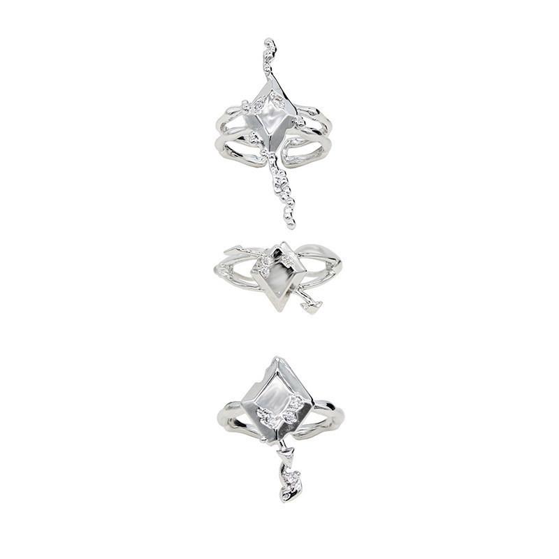 Unique Irregular Liquid Diamond Starburst Adjustable Copper Ring For Women Fashion Lovers