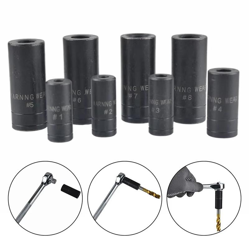 Double Head Square Tap Die Socket Adapter Set Taps Reamer Extractor 1/4" 3/8" Socket Driver Thread Repair Electric Drill Tools