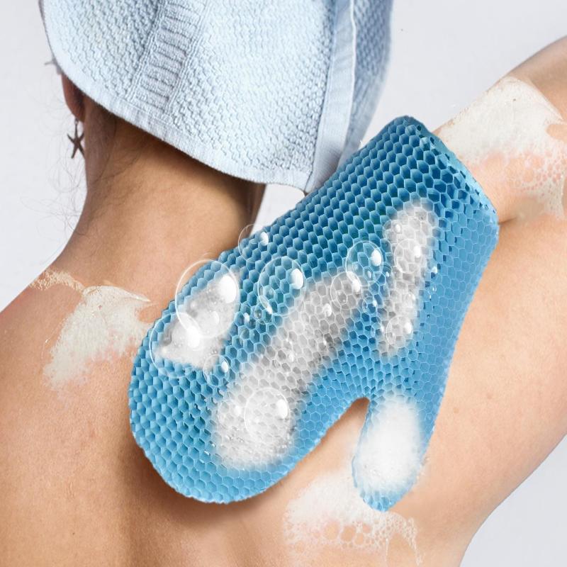 Honeycomb Exfoliating Shower Finger Caps Body Scrub Cleansing Bath Mitt Breathable Odorless Skin Care Tool Multi-Color