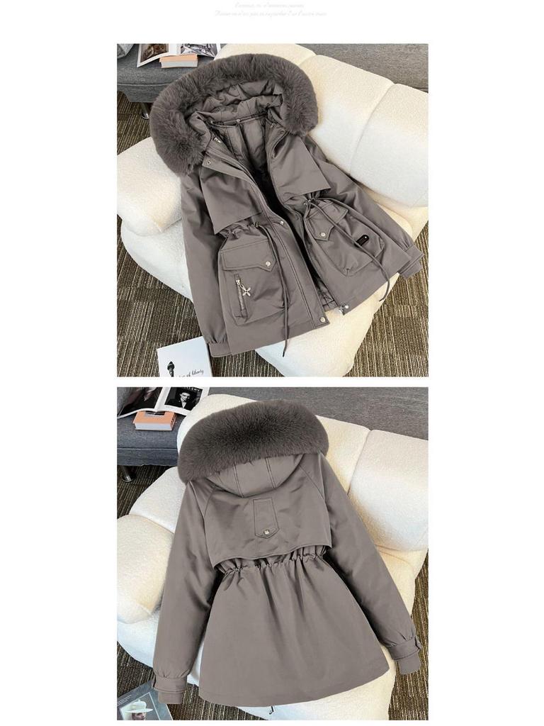 Women's Mid-Length 3-in-1 Parka: Detachable Liner, Cotton-Padded, Windbreaker Jacket.