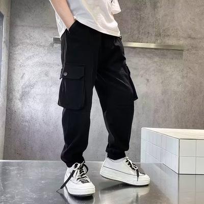Boys Spring and Fall Mid-waist Sweatpants Middle and Large Children Work Pants