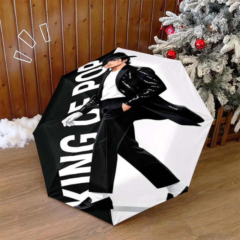 1PC Michael jackson Automatic Umbrella - Suitable Travel Outdoor Portable Umbrella Birthday Gift Daily Essentials