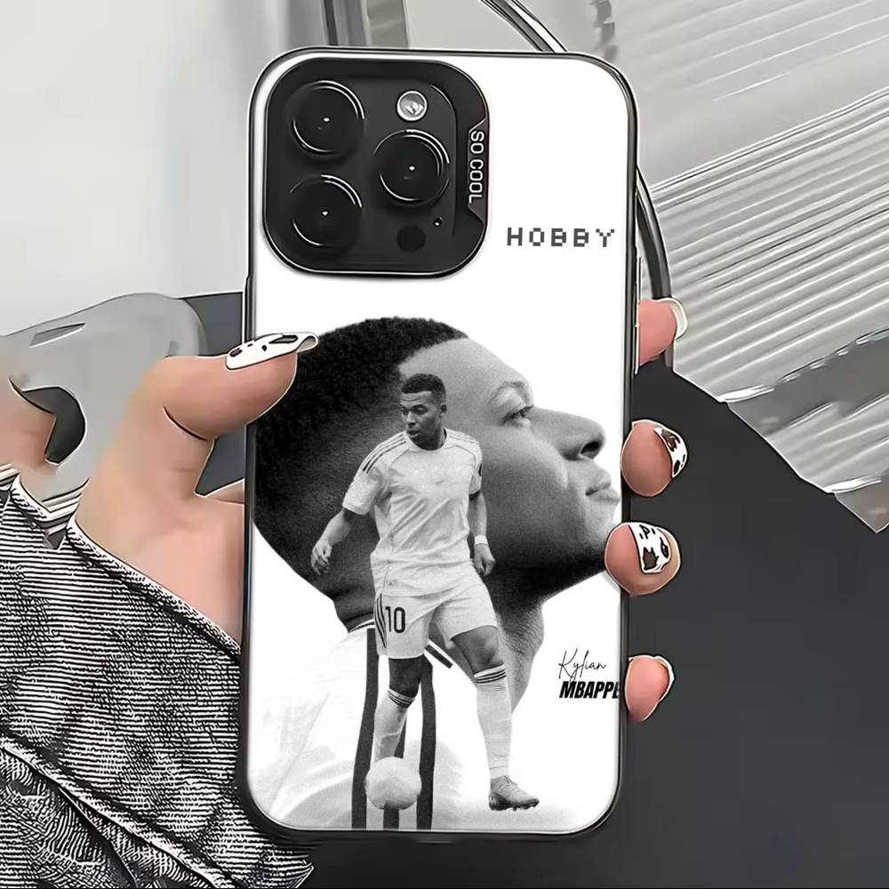 Football S-Star M-MbappeS-S Phone Case For iPhone 17,16,15,14,13,12,11 Plus,Pro Max,XS,Colored Silver Plated Inside Cover
