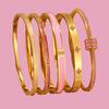 New Buling Pink Crystal Zirconia Stainless Steel Bracelet for Women Versatile Stackable Jewelry Waterproof Bangle Gift