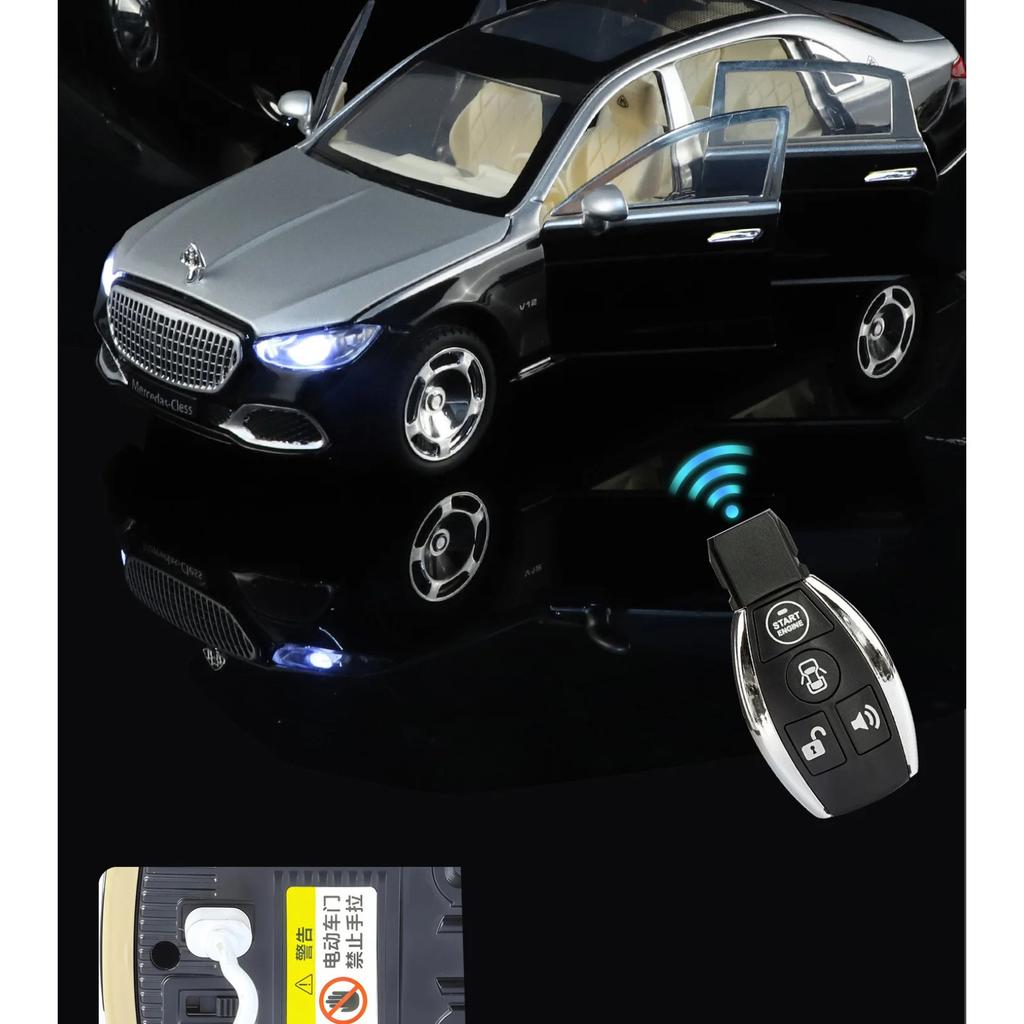 1/24 Maybach S680 Key Control Alloy Model Car Toy Diecasts Metal Casting Sound and Light Pull Back Car Toys for Children Vehicle