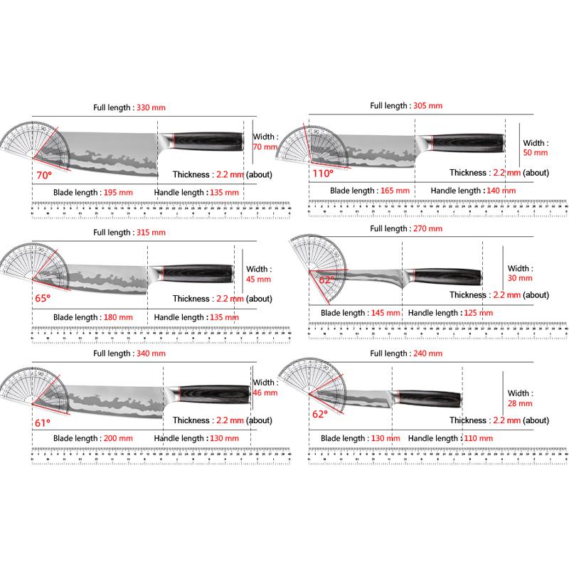 Stainless Steel Kitchen Knife Hammered Meat Cleaver Forging Chef Butcher Knife Skinning Slicing Wooden Handle BBQ Tools