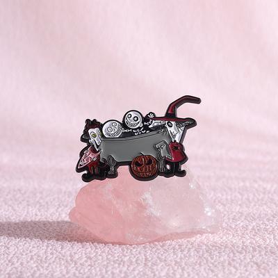 Weihnachts-Horror Emaille-Anstecker Benutzerdefinierte Skelett in der Badewanne Anstecknadeln Revers-Abzeichen Kleidung Punk Gotik Schmuck Geschenk für Freunde