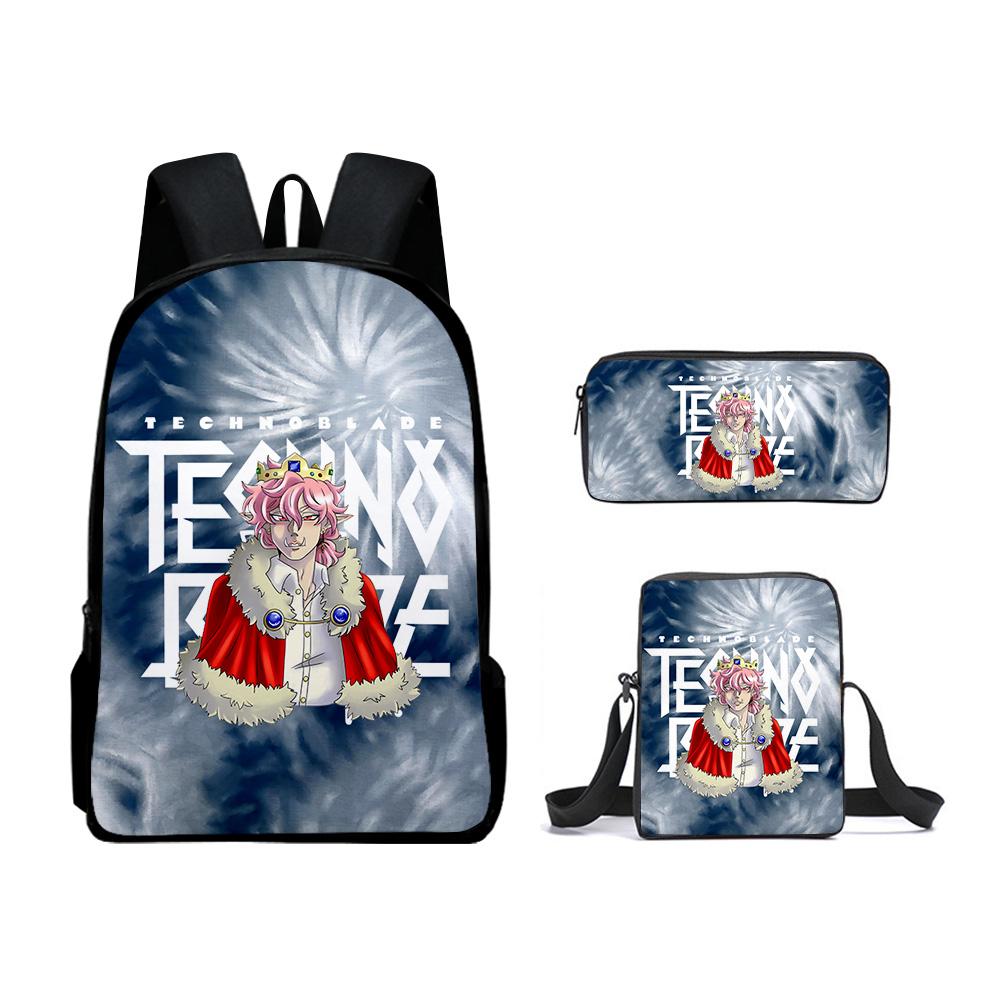 Classic Popular Technoblade 3D Print 3pcs/Set Pupil School Bags Laptop Daypack Backpack Inclined Shoulder Bag Pencil Case