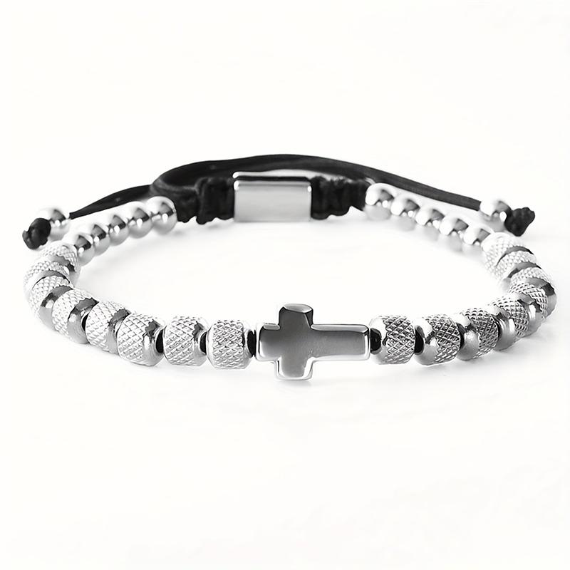 Charm Bracelet Stainless Steel Beaded Bracelets Handmade Men Women Prayer Fitness Chain Couple Jewelry Gift