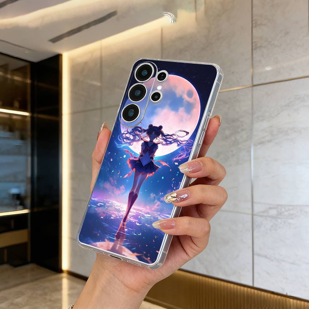 Sailor M-Moon-Usagi Tsukino Clear Soft Silicone Phone Case forSamsung S25, S24, S21, S22, S23, S30, Ultra, S20, Plus
