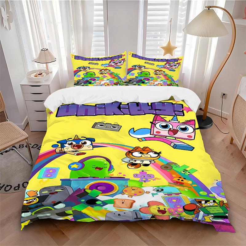 

3pc Unikitty Characters Bedding Set Guest Room Bedroom Decor Christmas Halloween Decor Gifts- All Seasons (No Insert)a1013111 135x200cm