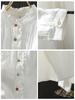 2026 Spring Lace Button Women's Double Layer Cotton Gauze White Shirt - Versatile & Age-Reducing