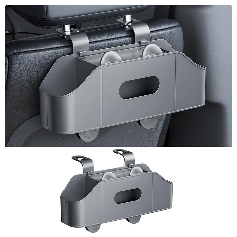 Multifunctional Car Back Seat Storage Organizer Scratch-Resistant Tissue Box With 2 Cup Holders Universal Stowing Space Tidying