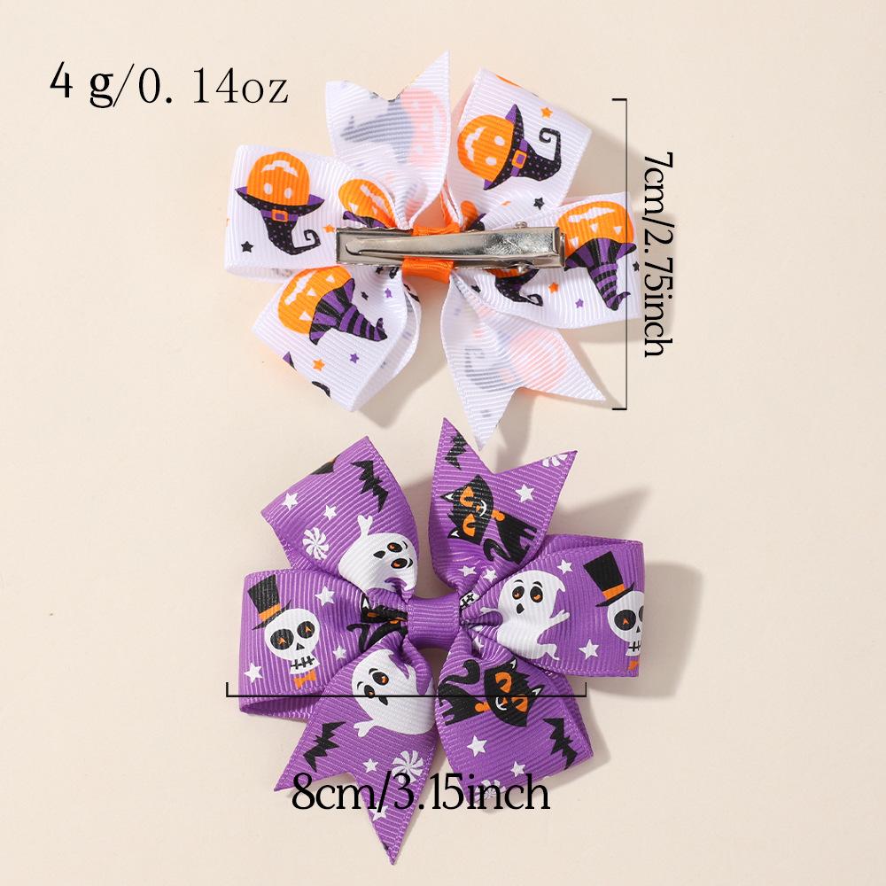 Popular Children'S Hair Accessories Set Accessories Halloween Ribbed Bow Hairpin Children'S Accessories 638