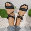 Women's Sandals Summer Korean Version Net Red Wear Fashion Versatile Woven Flat Fairy Roman Sandals