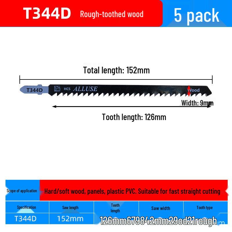 Extra Long Jigsaw Blade T244D - Fine/Coarse Teeth, Anti-Chip, for Wood, Metal, Plastic, Iron, Aluminum