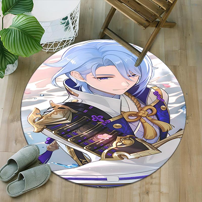 1pc Genshin Impact1 Print Round Carpet Chair Round Carpet Suitable for Bedroom Living Room Home Decorative Carpet