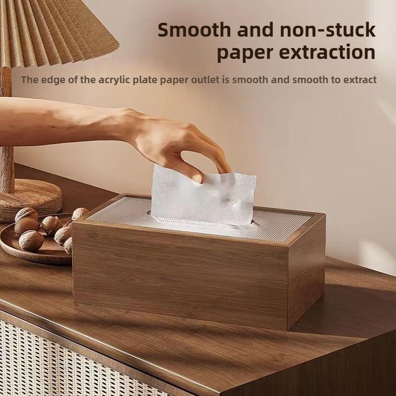 Caixa de Lenços de Madeira de Nogueira Preta Premium - Elegante Porta-Papel Toalha de Mesa, Caixa de Guardanapos Multiuso para Uso em Hotéis e Residências