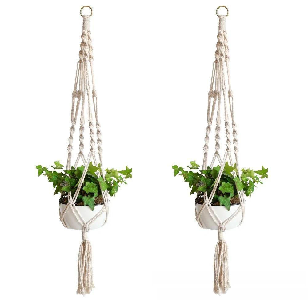 Handwoven Macrame Plant Hangers Boho Wall Mounted Flower Pot Holders for Indoor Outdoor Hanging Basket Garden Decor