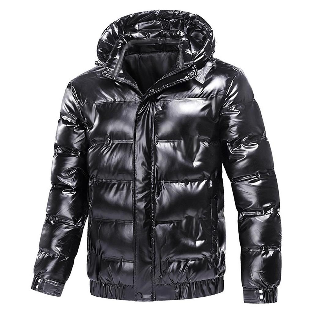 Mens Casual Outdoor Hooded Street Fashion Biker Solid Color Fashion Jacket
