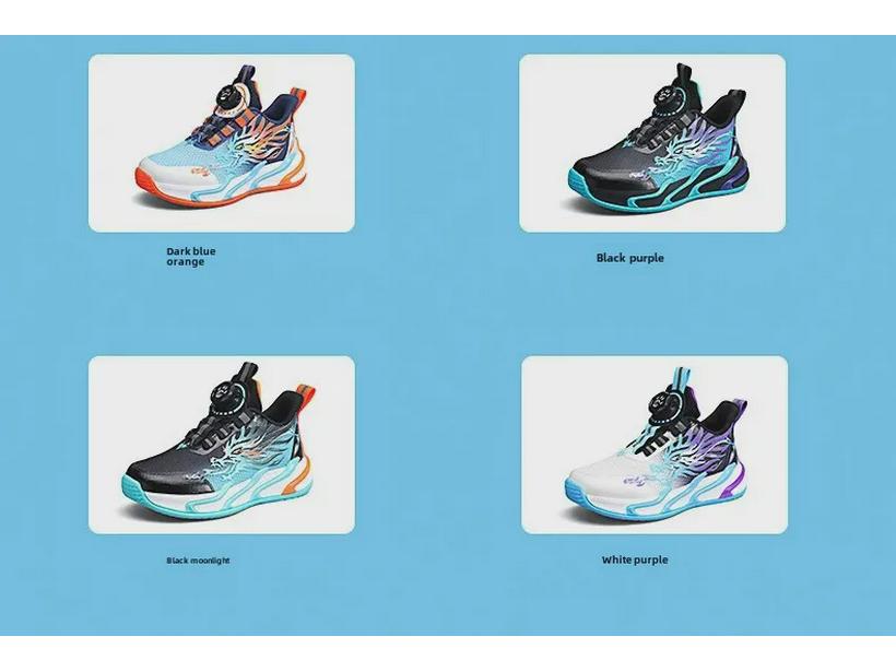 2025 Autumn Boys' Breathable Mesh Sports Shoes with Non-Slip Sole & Rotating Buckle