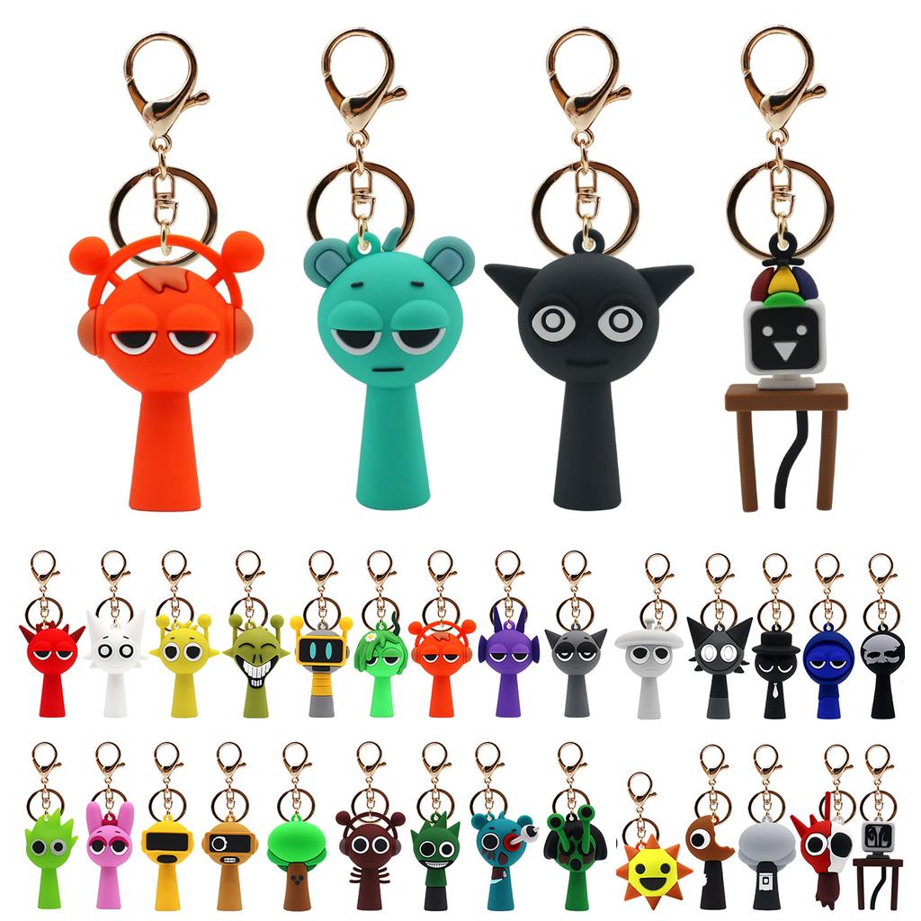 Cartoon Sprunki Keychain Cute Sprunki Oren Raddy Gray Brud Vineria For Men Women Car Bag Pendant Keyring Jewelry Fans Gifts