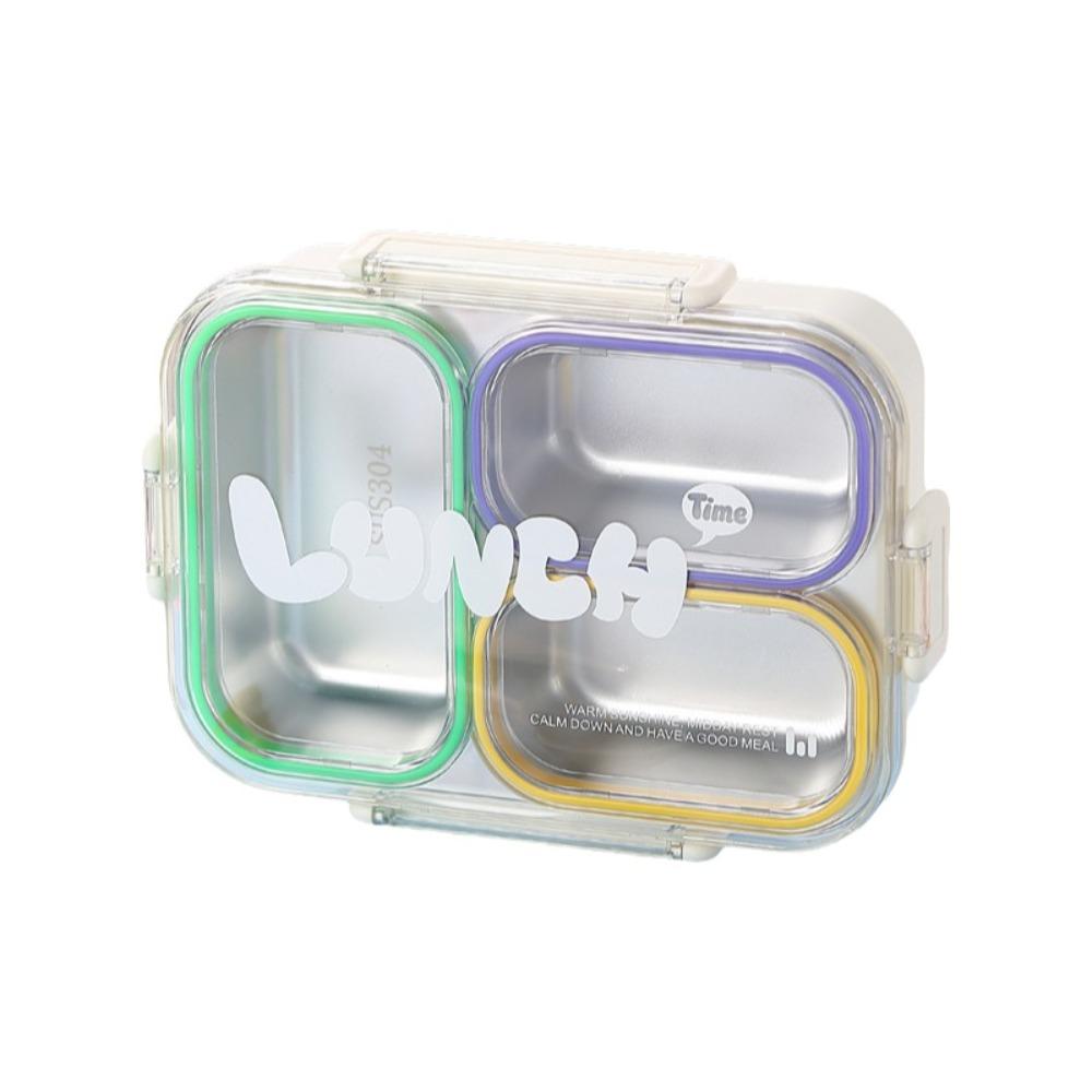 Food Grade Stainless Steel Lunch Box Sealed Design Divided Lunch Plate Student Worker 3 Grid Purple