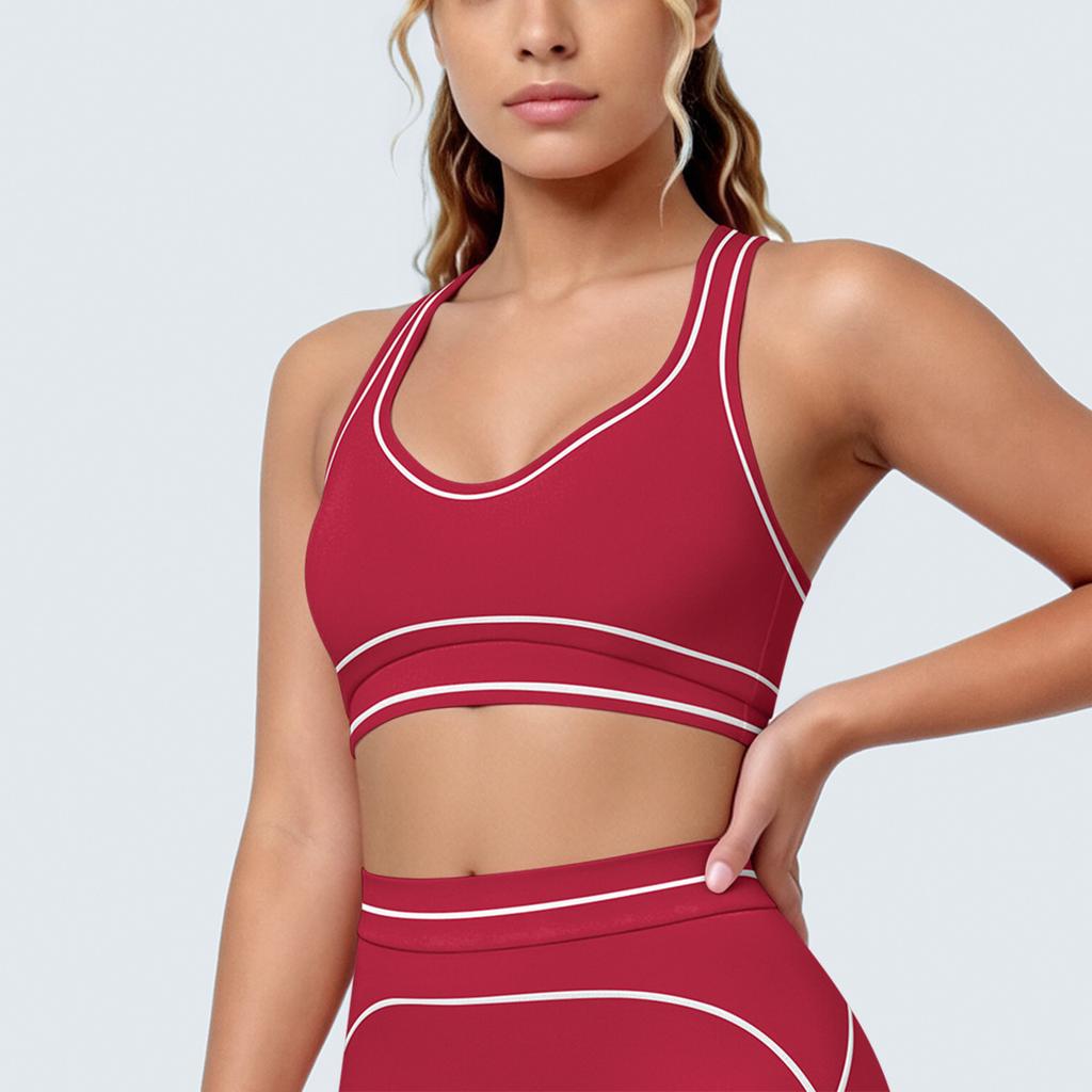 New contrasting color tight high elastic breathable yoga suit six-piece sports running fitness yoga suit women