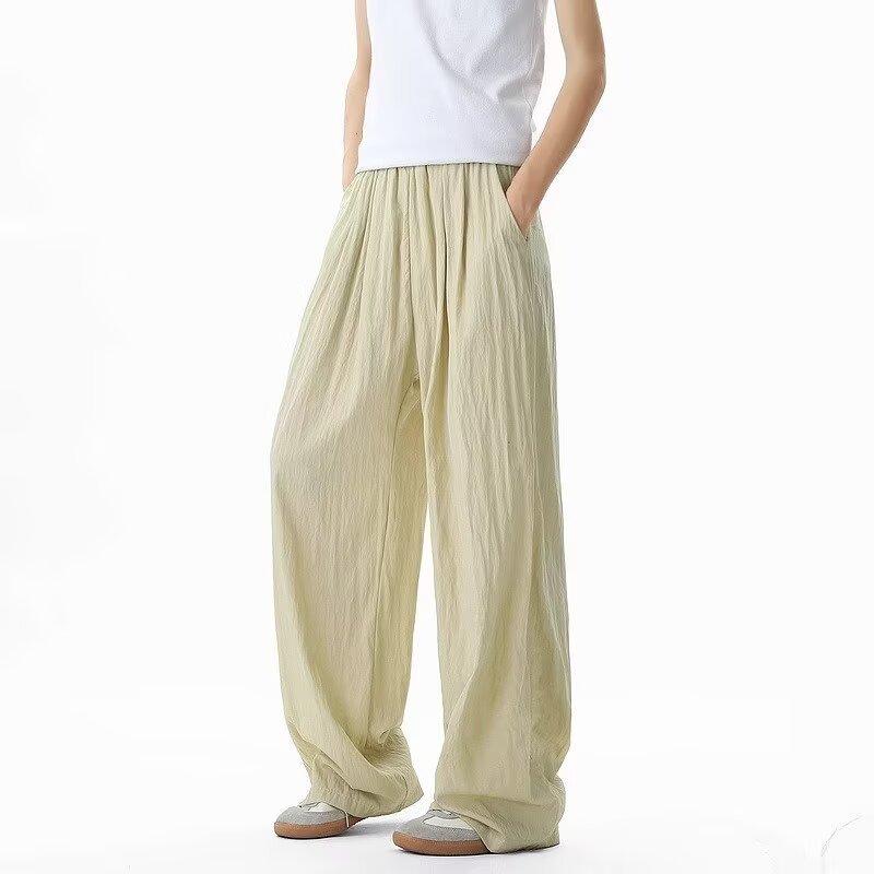 Quick-drying Thin Pants Men's Summer Solid Color Drape Elastic Waist Loose Straight Mopping Men's Casual Pants