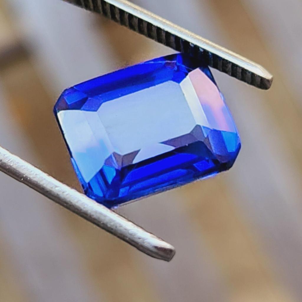 7 Cts Heated Ceylon Blue Sapphire Emerald Cut Certified Loose Gemstone