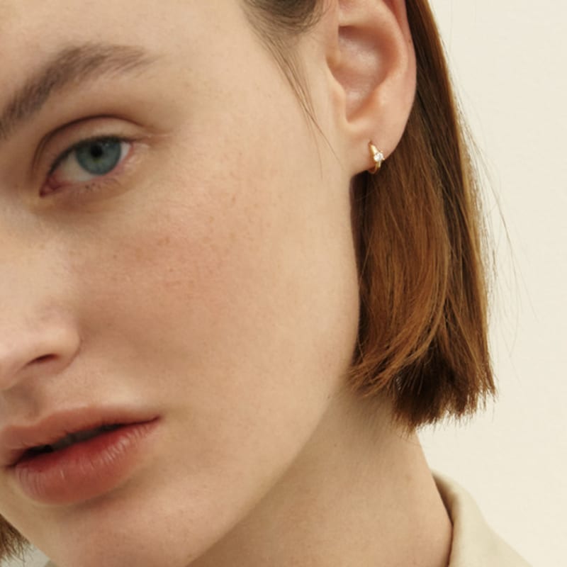 LUNNE 14k Diamond Shining One-Touch Earrings (14k Gold) #LCE03