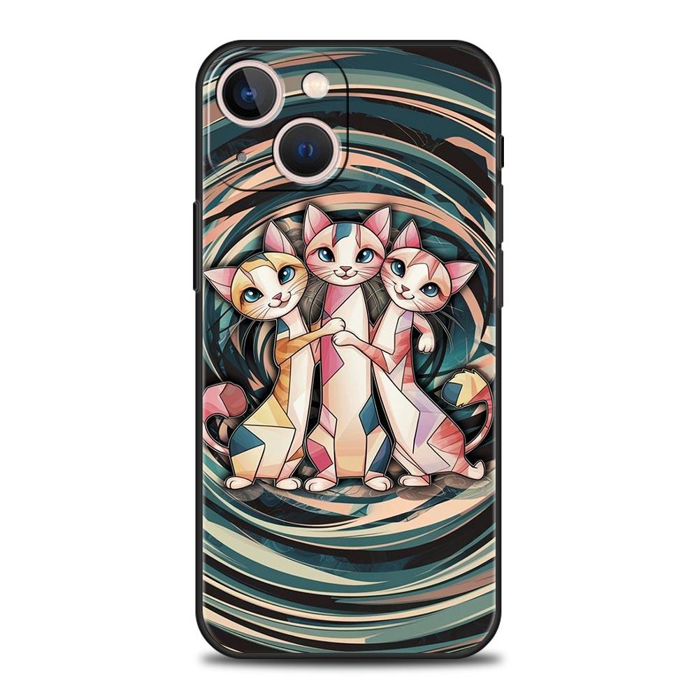 Buntes Katzen-Design Handyhülle Cover für iPhone 17 16 15 14 13 12 Pro Max 11 Pro Max 17 AIR Plus Stoßfeste Weiche TPU Hülle Capas