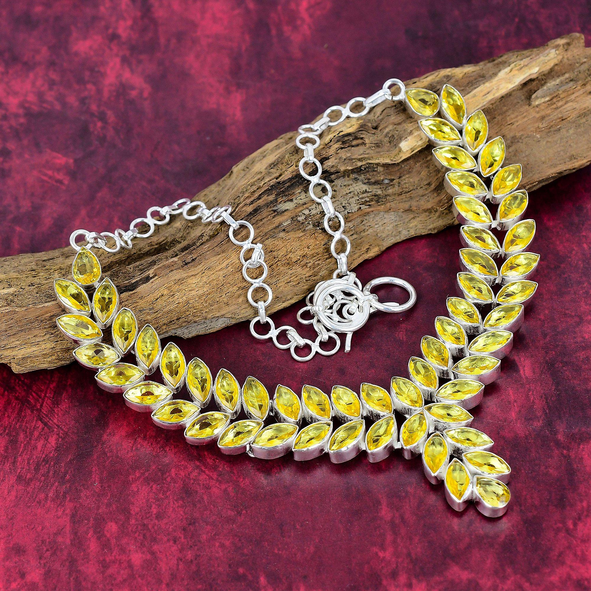 

Украшения из цитрина, Замечательное регулируемое колье ручной работы, Колье из стерлингового серебра 925 пробы для свадебного подарка Adjustable With 18 Inches жёлтый