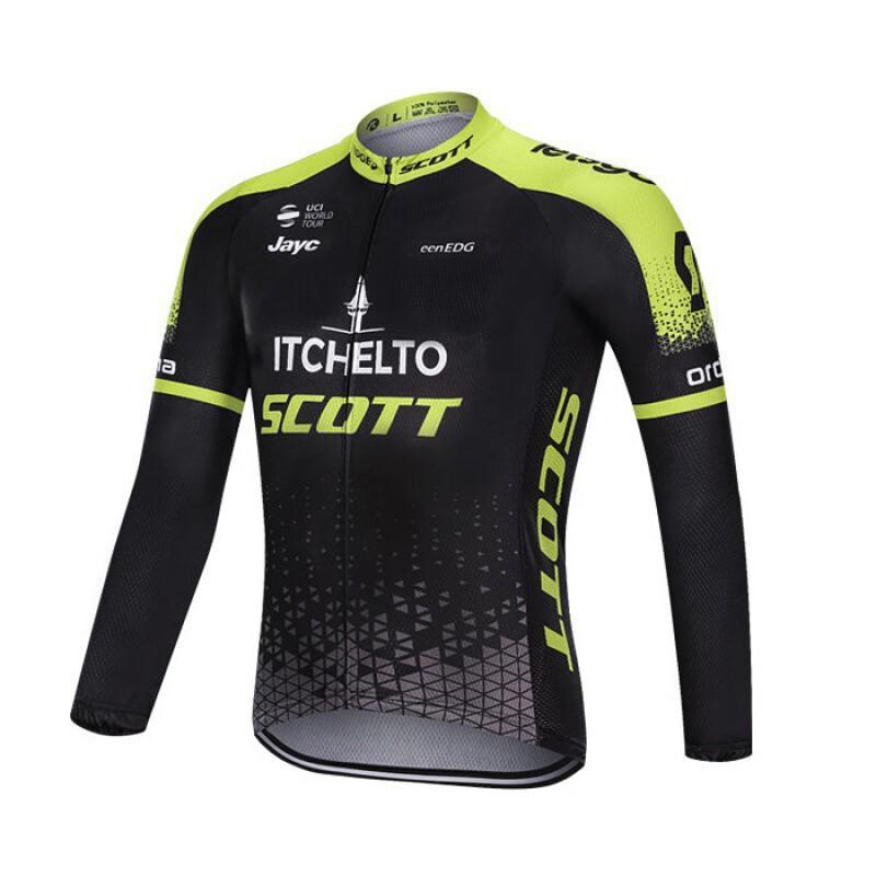 Mens Cycling Jersey Set Long Sleeve Slim Fit Mountain Road Bike Apparel Quick Dry Breathable UV Protection
