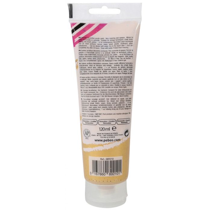 Peinture acrylique - PEBEO - DecoCrème - 120 ml - Couleur Doré - Finition nacrée